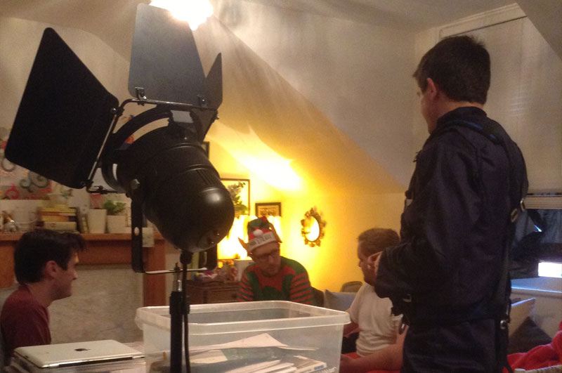 Cast and crew on a break