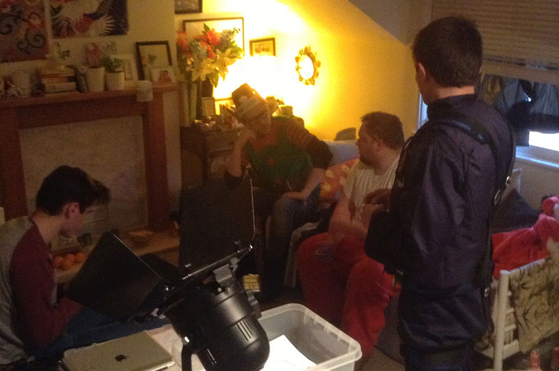 Cast and crew on a break